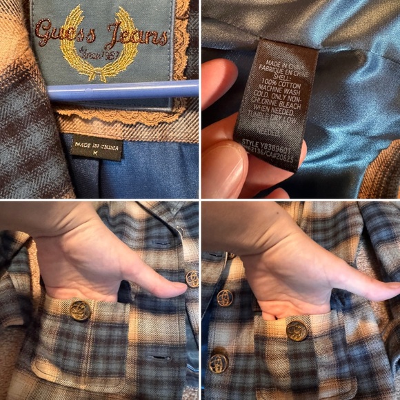 Vintage Guess Plaid Blazerđź’™ - Picture 3 of 15